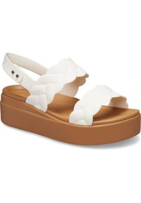 Crocs BROOKLYN WOVEN LOW WEDGE - Sandali - chalk