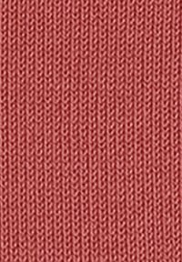 Strickstoff in einer sanften, gedämpften Korallenfarbe mit feiner Textur und einem gleichmäßigen Rippmuster auf der gesamten Fläche.