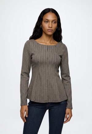 ONLY, ONLAZURA WAIST TOP - Blouse - white pepper/black fia
