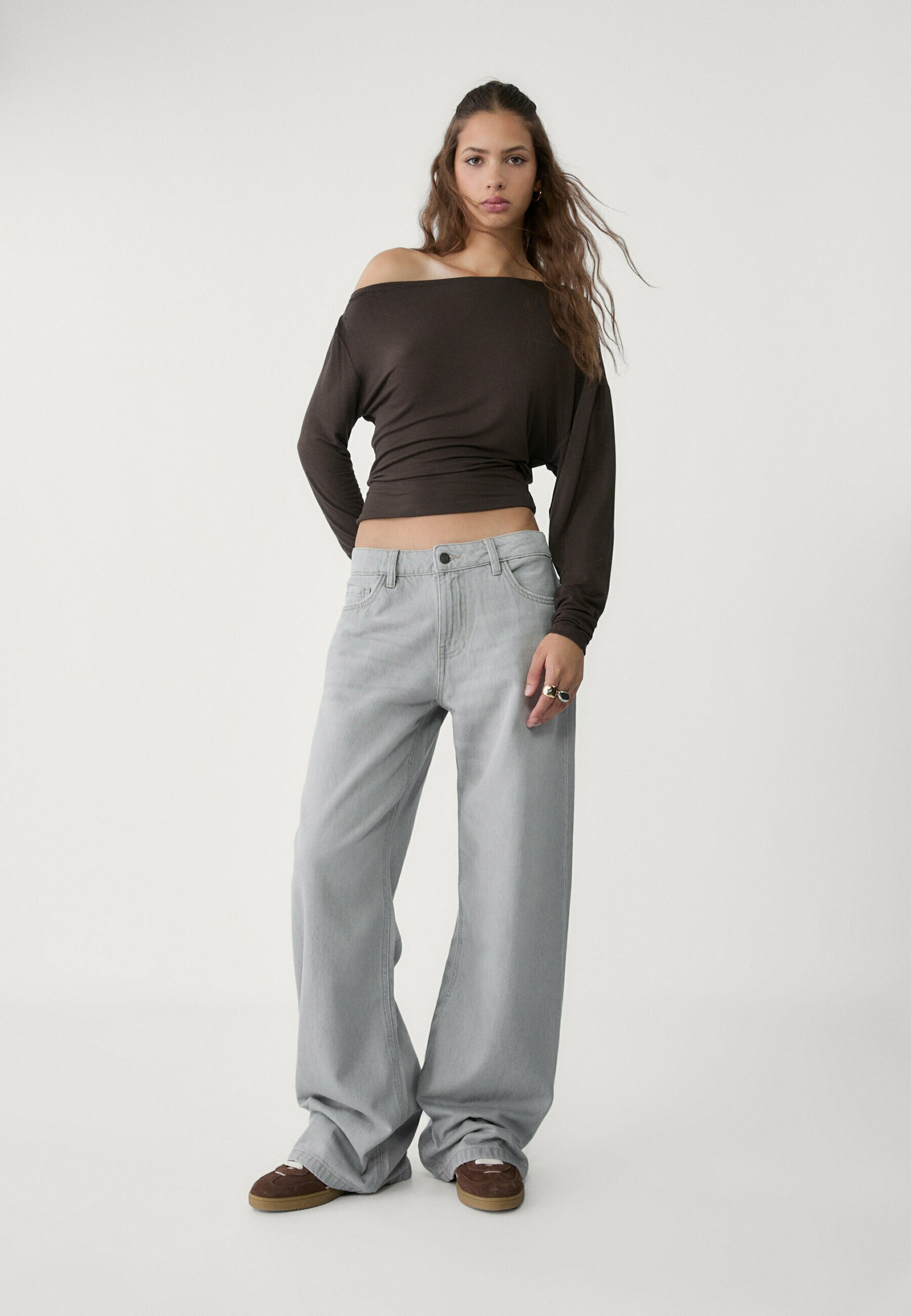 Asymmetrical long-sleeve top