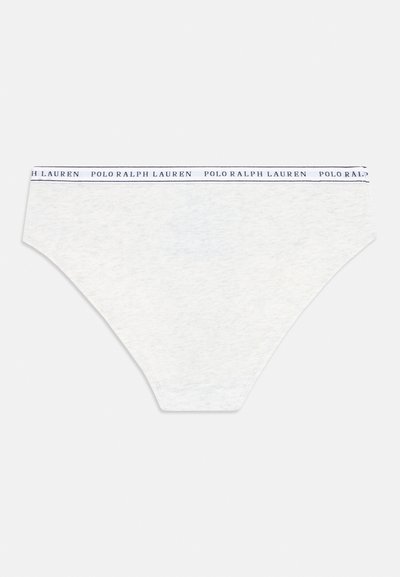 Λευκά βαμβακερά γυναικεία σλιπ με ψηλή κοπή και μια ναυτική λωρίδα στη μέση που φέρει το κείμενο «POLO RALPH LAUREN» σε επαναλαμβανόμενο σχέδιο.