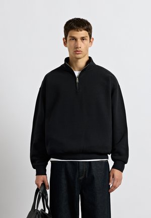 Burocs BASIC MOCK NECK ZIP UNISEX - Φούτερ - black