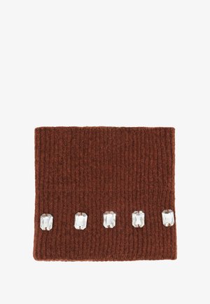 Pruun sooniline heegeldatud aksessuaar, millel esiosas viis kaunist selget akrüülkivi. Pehme tekstuur ja ristkülikukujuline kuju.