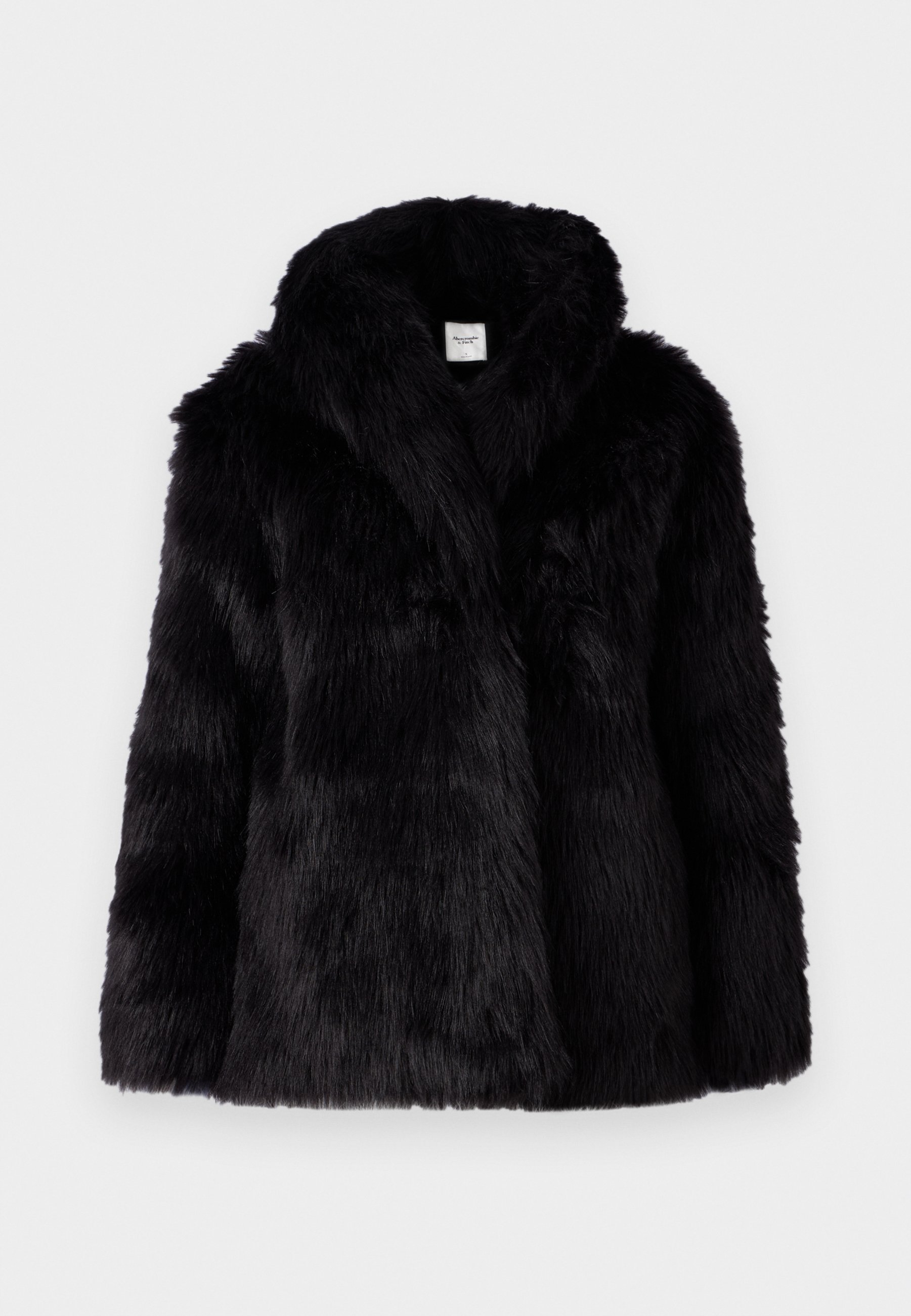 Abercrombie & Fitch Shawl Collar Faux Fur Coat - Zimní bunda - black