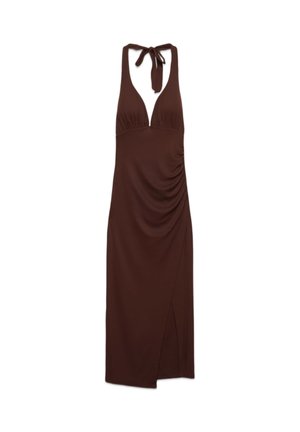 Terranova, VESTITO LUNGO HALTERNECK CON COPPE E SPACCO - Tubino - cacao