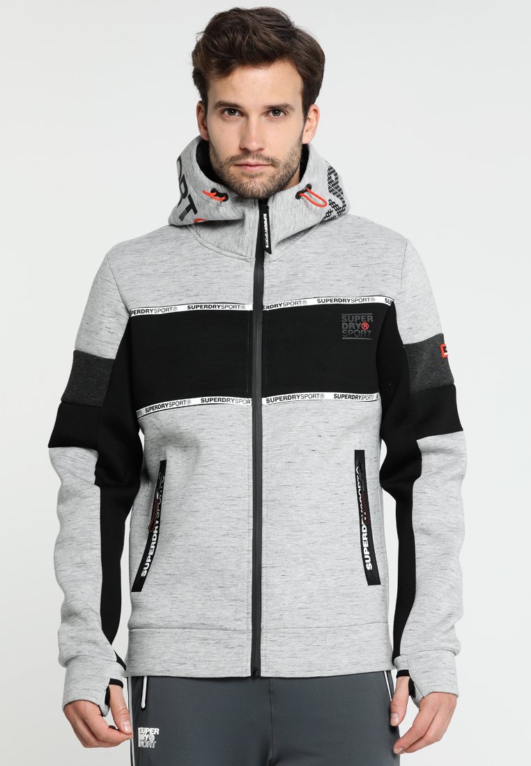 gym tech stretch block zip hoodie