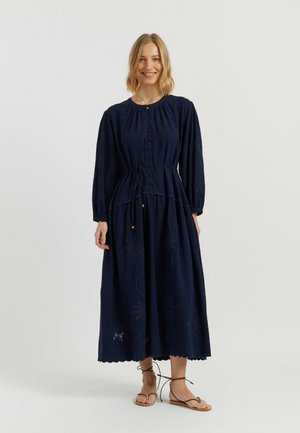 CHINTI & PARKER, CHINTI & PARKER DRESS LINEN-BLEND BRODERIE DRESS - Abito a camicia - navy