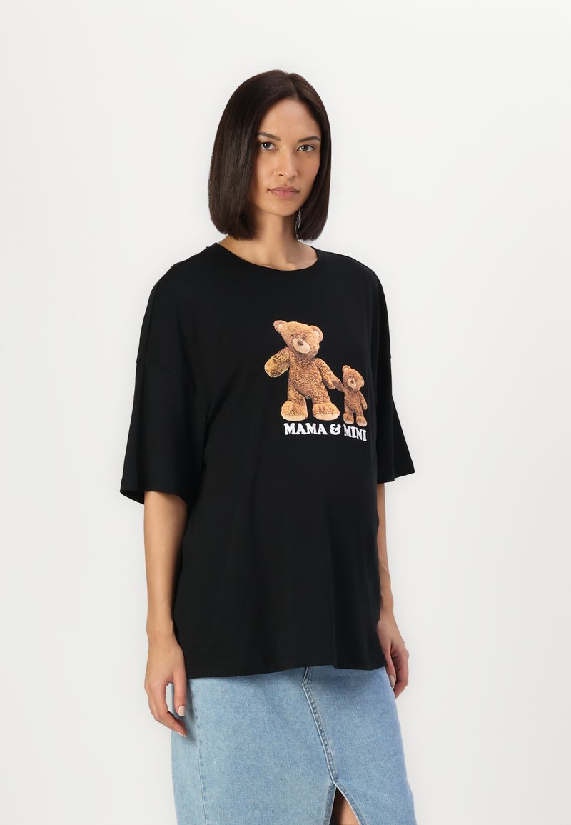 ONLY MATERNITY OLMPOP JOYFULL O NECK TEE - Apdrukāts T-krekls - black