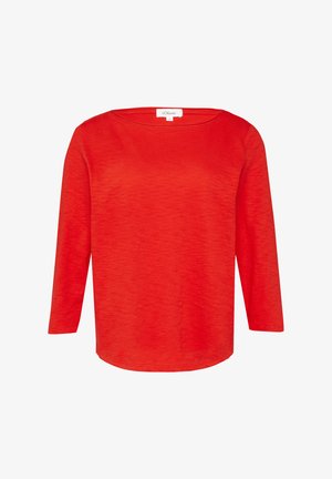 Kerge kangast punane pikkade varrukatega toit, millel on ümar kaelus ja mugav lõige. Tekstuur on veidi sooniline.