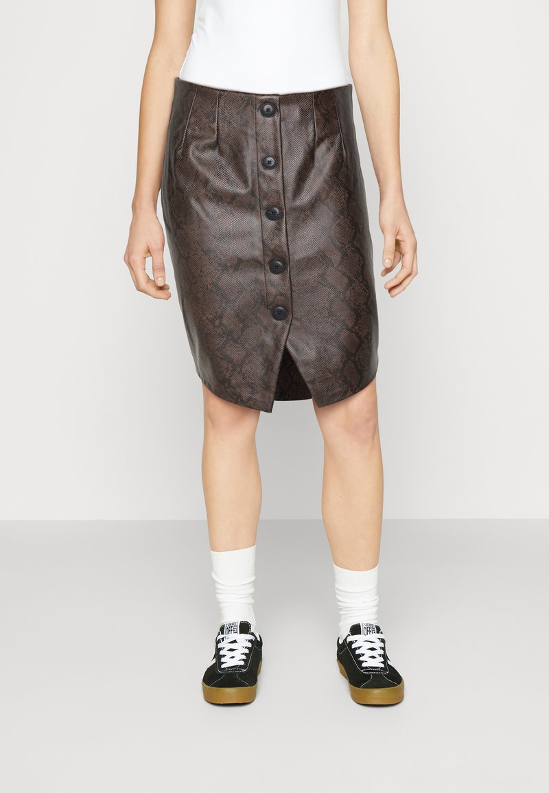 ONLY ONLTYRA SNAKE SKIRT - Pencil φούστα - black/brown