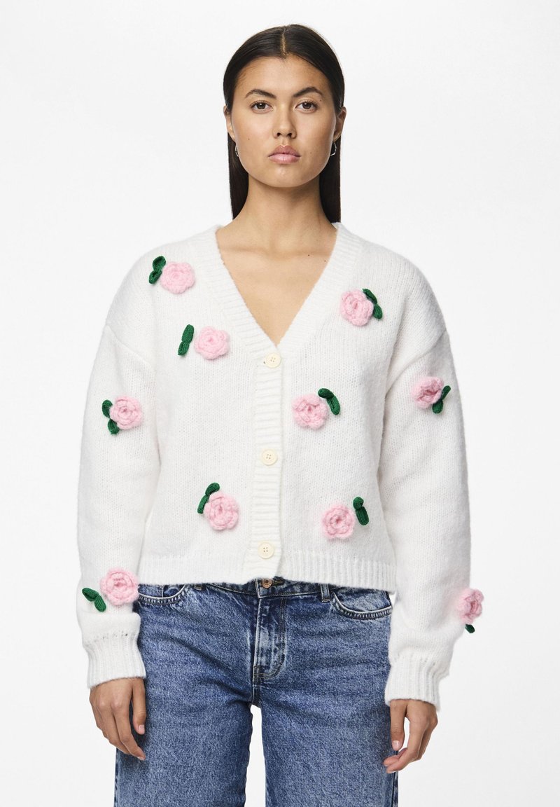 Pieces PCLYDIA - Cardigan - cloud dancer detail flower