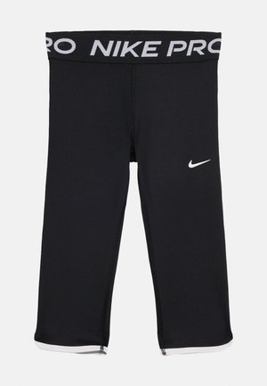 Caleçon de compression Nike Pro noir avec logo blanc sur la jambe gauche et ceinture élastique avec le texte "NIKE PRO" en blanc.