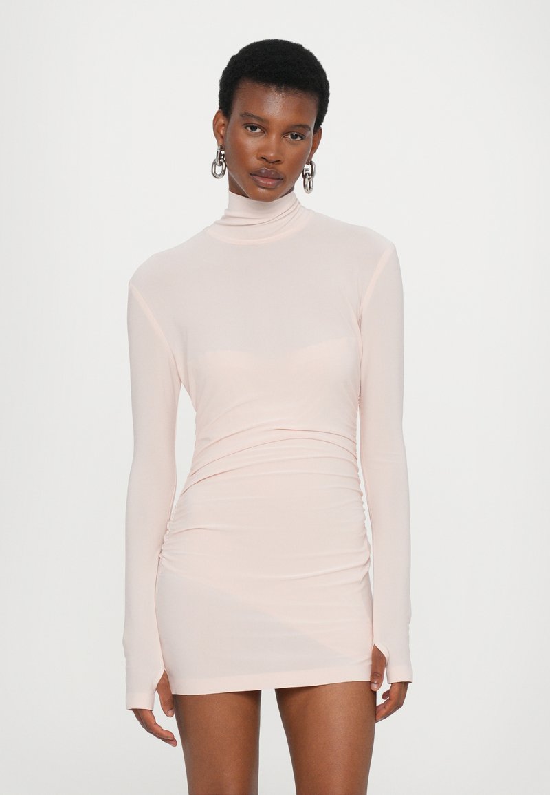 Norma Kamali LONG SLEEVE TURTLENECK PICKLEBALL DRESS - Cocktail dress /  Party dress - baby/nude - Zalando.ie