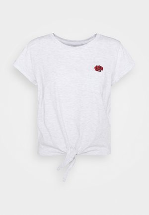 TIE FRONT GRAPHIC TEE - Print T-shirt - silver/marle