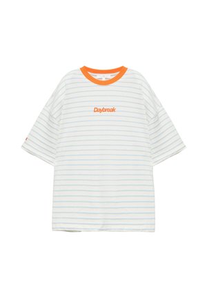 PULL&BEAR, STRIPED WITH SUN GRAPHIC - T-SHIRT - T-shirt imprimé - white