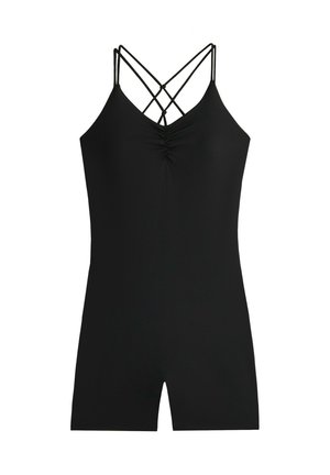 OYSHO, COMFORTLUX SHORT JUMPSUIT WITH KNOT DETAIL - Kombinezon - black