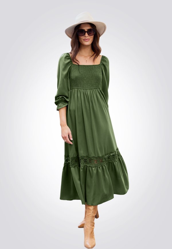 SQUARE NECK  - Freizeitkleid - olive
