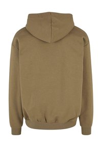 Felpa con cappuccio di un colore marrone tenue, realizzata in tessuto morbido, con cappuccio, polsini a costine e orlo a costine per una vestibilità aderente.