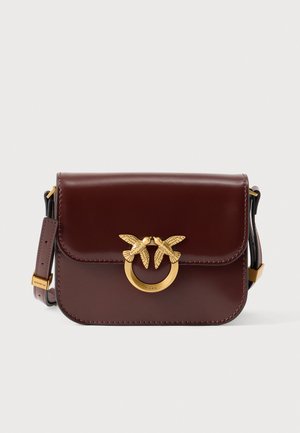 Pinko, LOVE BOX BAG MINI - Чанта за носене през рамо - castano intenso/antique gold_coloured
