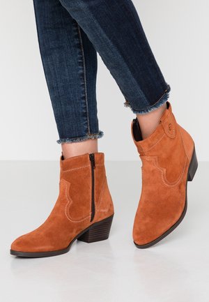 Cowboy/biker ankle boot - orange