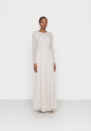 ROUND NECK LONG SLEEVE DELICATE DRESS - Abito da sera - silver