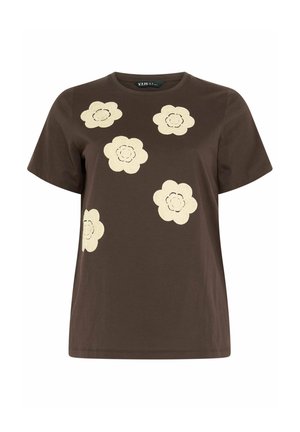Yours Clothing, PLUS SIZE CASUAL TOPS - T-shirts print - chocolate