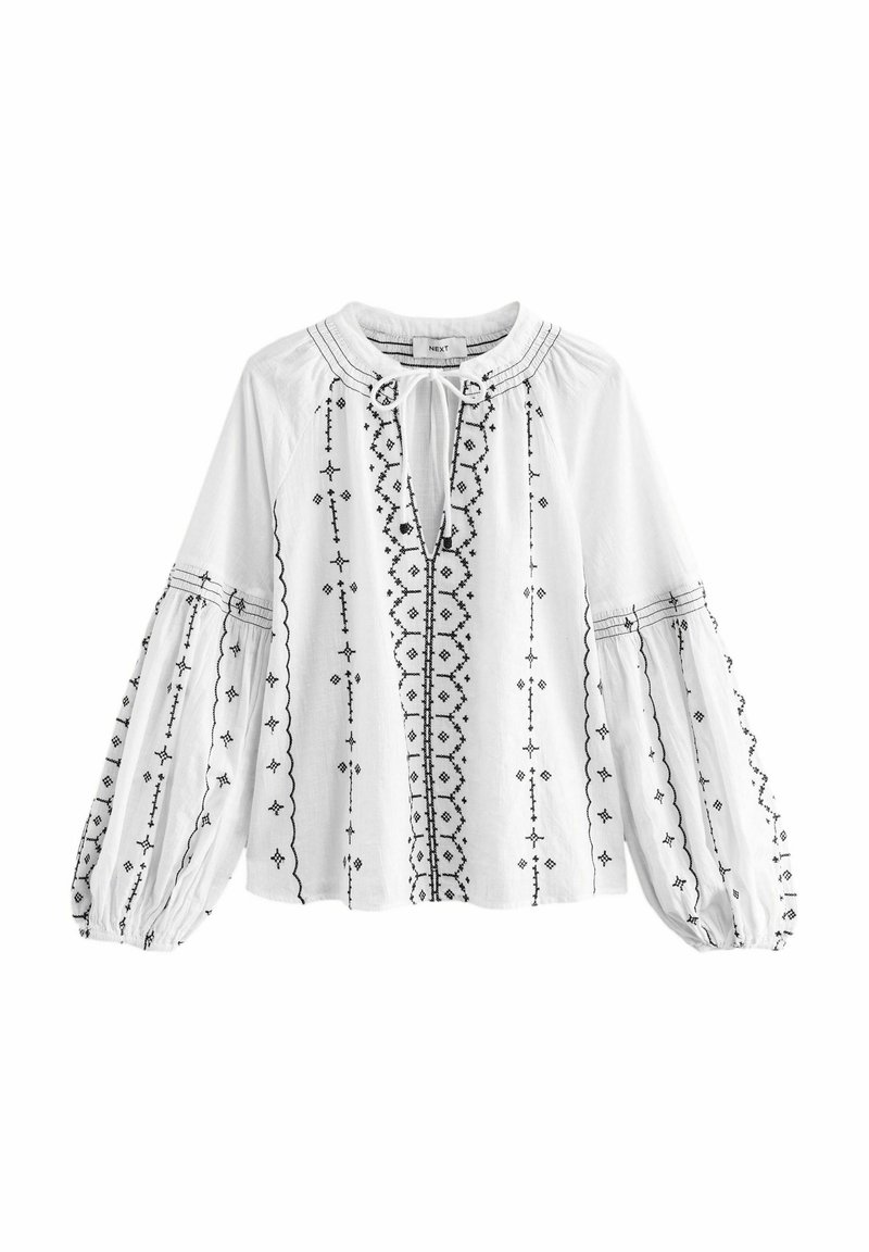 Next - CONSTRAST EMBROIDERED LONG SLEEVE - Blouse - black white, Enlarge