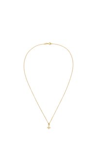 Goldene Kettenhalskette mit einem zarten sternförmigen Anhänger und einem zentralen Stein. Die Kette ist fein und hat einen Karabinerverschluss.