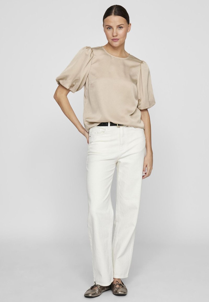 VILA Viellette Haut en Satin S/S À Col en V
