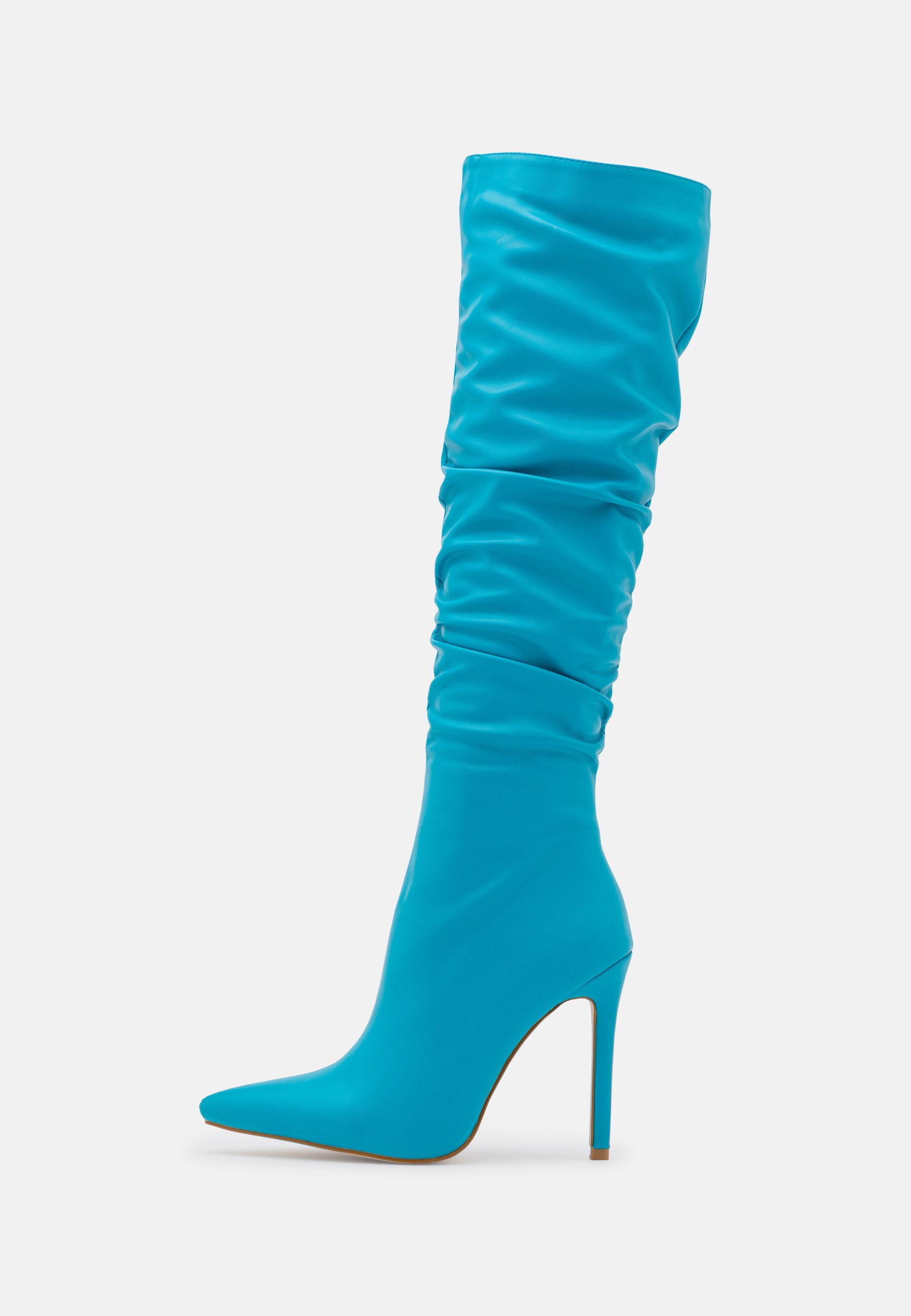 Stivale a punta chiusa quadrata in raso elasticizzato blu elettrico –  replica jimmy choo scarpe italia