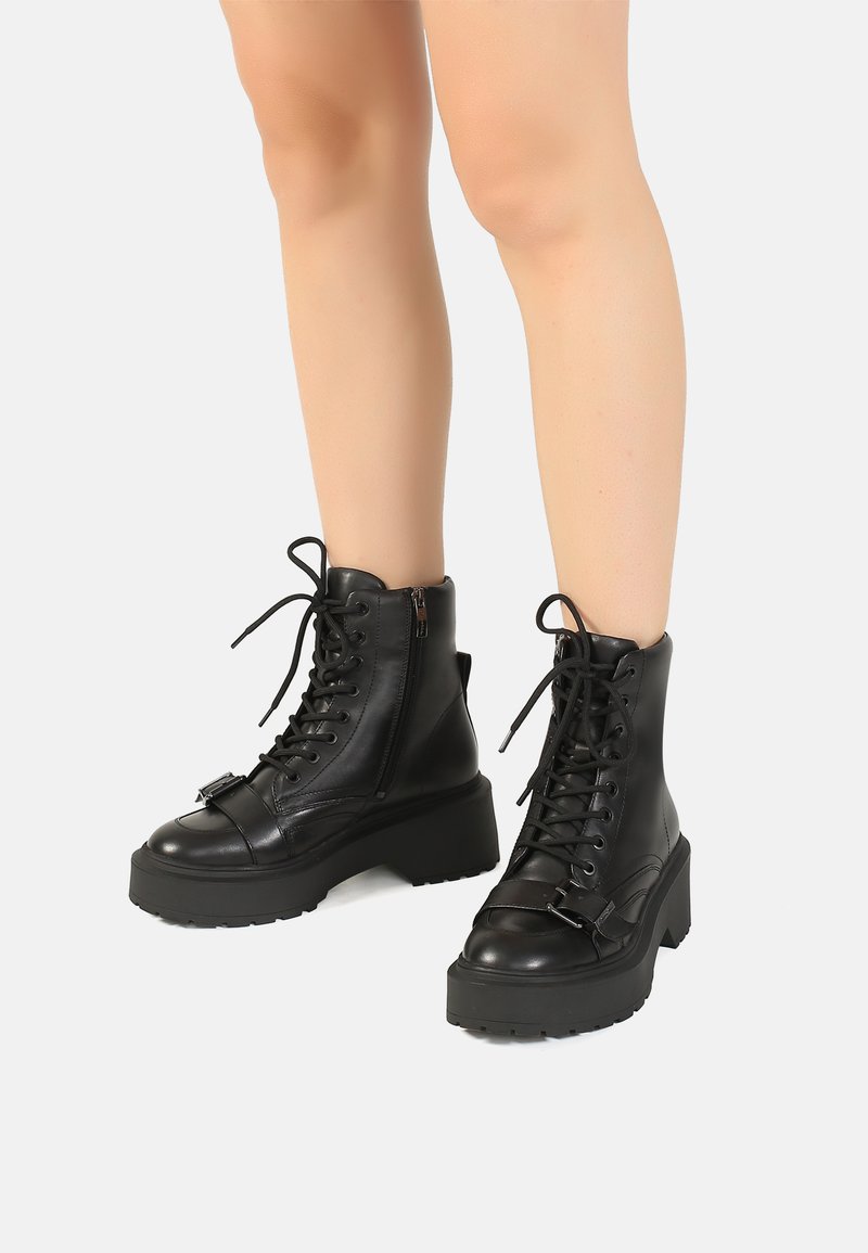 Damen Ankle Boots | Ekonika Schnürstiefelette black/schwarz - EO78400 Damen Ankle Boots | Ekonika Schnürstiefelette black/schwarz - EO78400