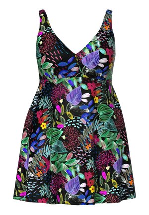 Ulla Popken, JUNGLE FLORA SWIM DRESS - Costume da bagno - black
