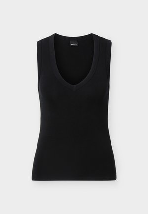 Gina Tricot, TIGHT V NECK TANK - Μπλούζα - black