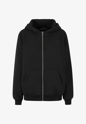 Must mustriga must-halliga kapuutsi, mis on valmistatud pehmest kangast. Sel on ees tasku, soonikkoes mansetid ja rinnal väike südame logo tikandina.