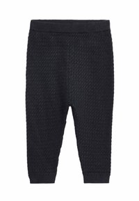 Sorte strikkede leggings med et tekstureret mønster, elastisk talje og afslappet ankel-design. Velegnet til afslappet brug.