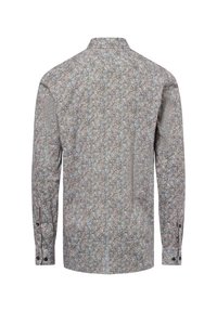Langarmshirt met een bloemenpatroon in gedempte kleuren, met een button-down kraag en knoopmanchetten, gemaakt van lichtgewicht stof.