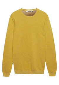 Geel truitje van textiel stof, met een ronde halslijn en lange mouwen met ribbelzoom voor een aansluitende accent. Geen zichtbare patronen.