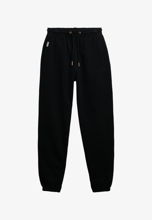 Sorte sweatpants lavet af en bomuldsblanding. Har en elastisk talje med snor, ribbede manchetter og sidelommer. Diskret logo-detalje.