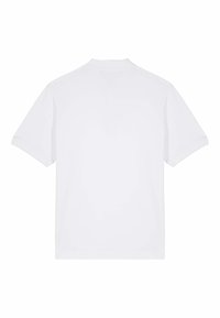 T-shirt blanc en coton à manches courtes avec un design épuré et classique et un col rond. L'arrière est uni sans détails supplémentaires.