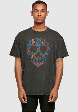 ABSOLUTE CULT COCO - SKULL PATTERN ACID WASHED - Print T-shirt - black