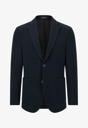 Námořnický blejzr na dva knoflíky z texturované látky. Má vykrojená klopy, dvě přední kapsy a náprsní kapsu. Úhledný střih, nelinkovaný vnitřek.