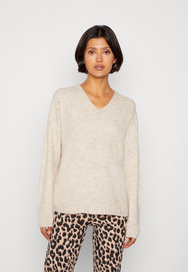 Vmcrewlefile V Neck Pullover Birch Detail Melange