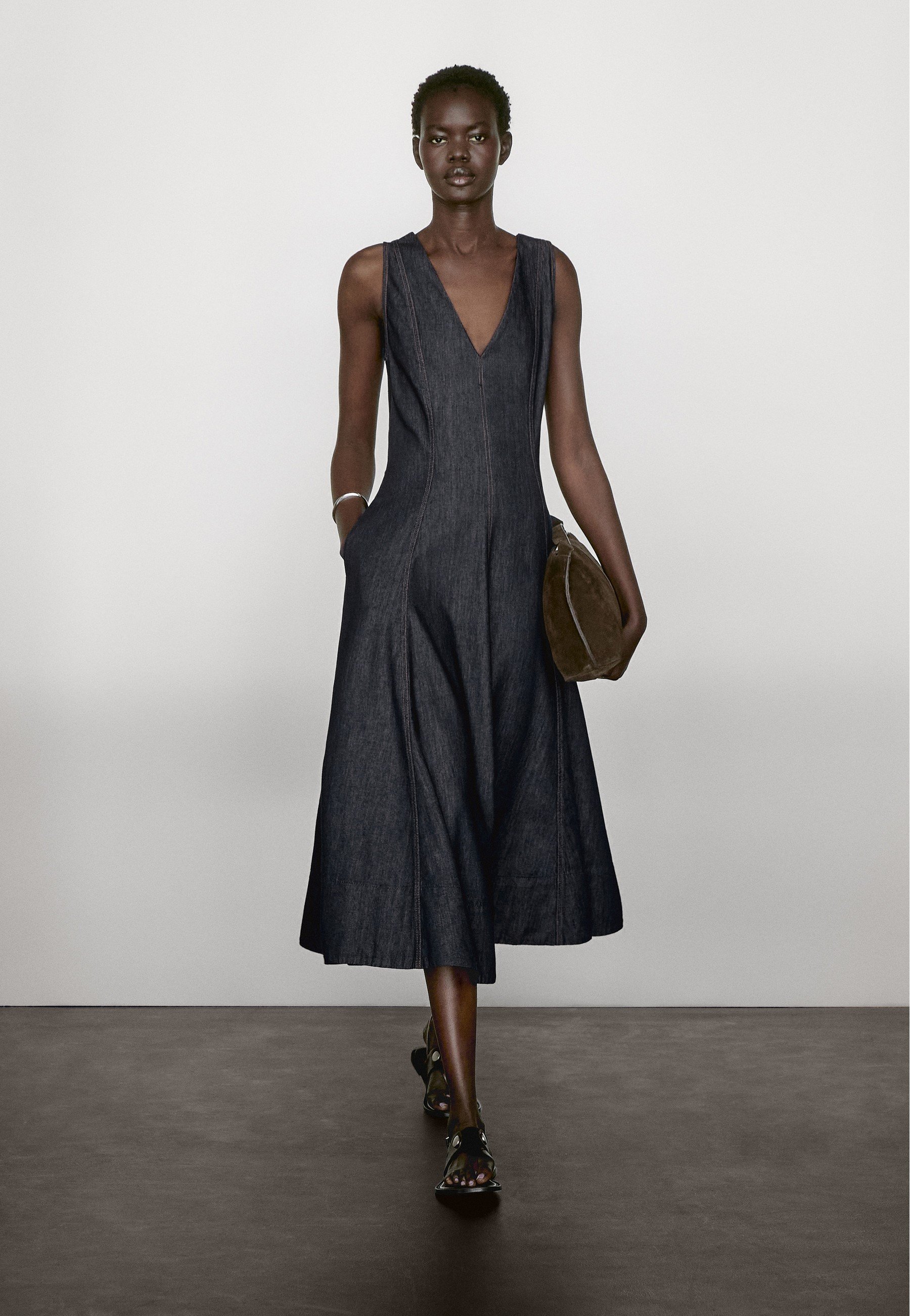 Massimo Dutti Denim dress - mottled dark blue - Zalando.co.uk