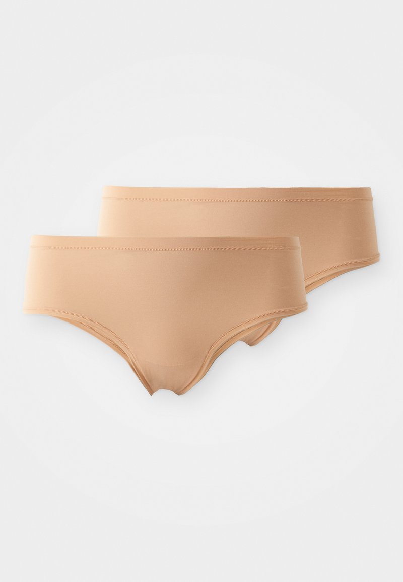 Nøytale, sømløse bomullsshorts, med en jevn overflate, elastisk livlinje og et enkelt design i en myk, nøytral farge. Pakke med to.