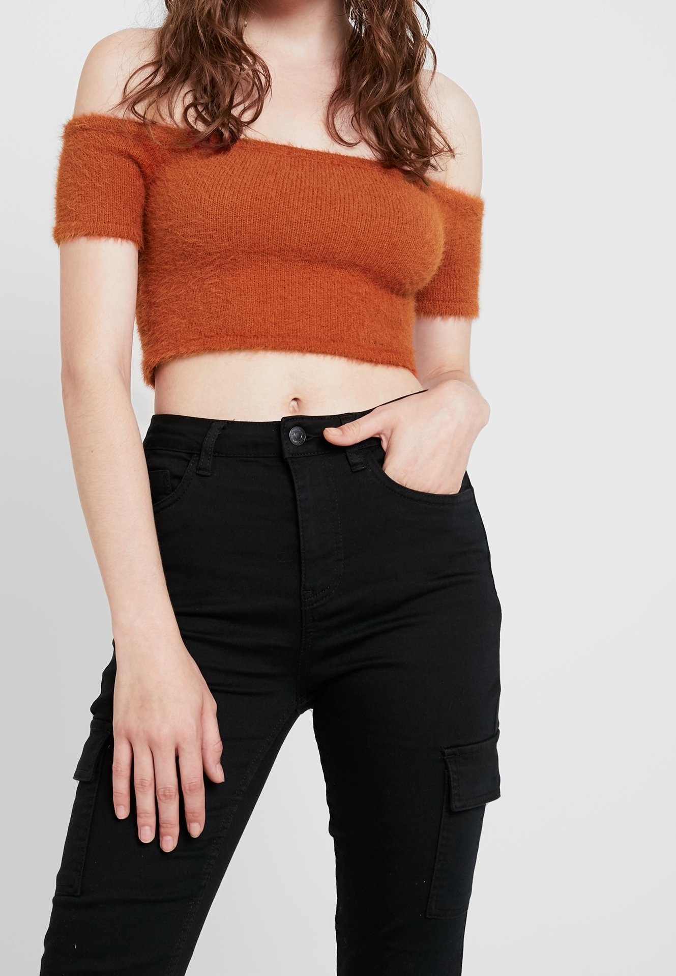Débardeur Court Honey Punch TopShop - Bleu Marine/noir, Maille Grosse, Taille S, Neuf Avec étiquette
