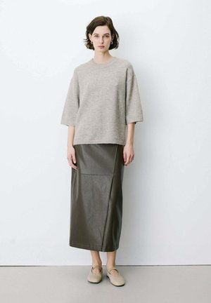 Grace & Mila, PULL OVERSIZE MANCHES 3/4 COL ROND GREGE ASHER - Pullover - grege