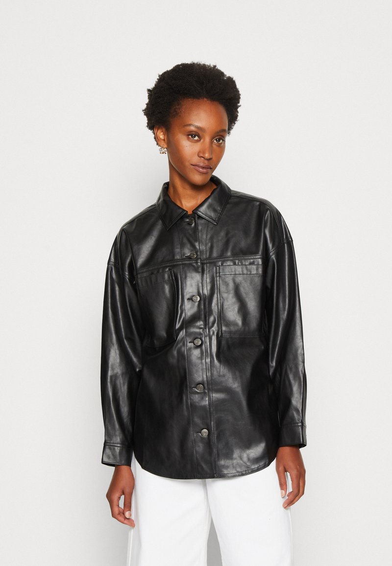 GAP UTILTIY SHIRT JACKET Kunstlederjacke true black/schwarz