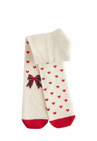 Next CHRISTMAS BOW - REGULAR FIT - Strumpbyxor - ecru cream red hearts and bow