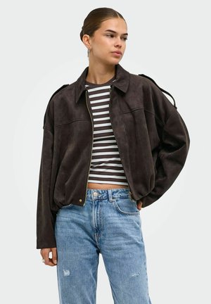 ONLY, BLOUSONJACKE ONLMOON-STINA BLOUSONJACKE - Imiteret læderjakke - chocolate torte