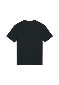 Zwarte katoenen t-shirt met een klassieke ronde hals, korte mouwen en een rechte zoom, met een gladde textuur en zonder zichtbare logo's of patronen.